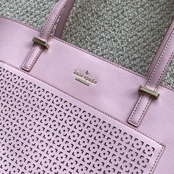 NEW Kate Spade Cedar Street Perforated Taylor Bag Handbag Texture Pink 2014 NWT - Picture 4 of 12